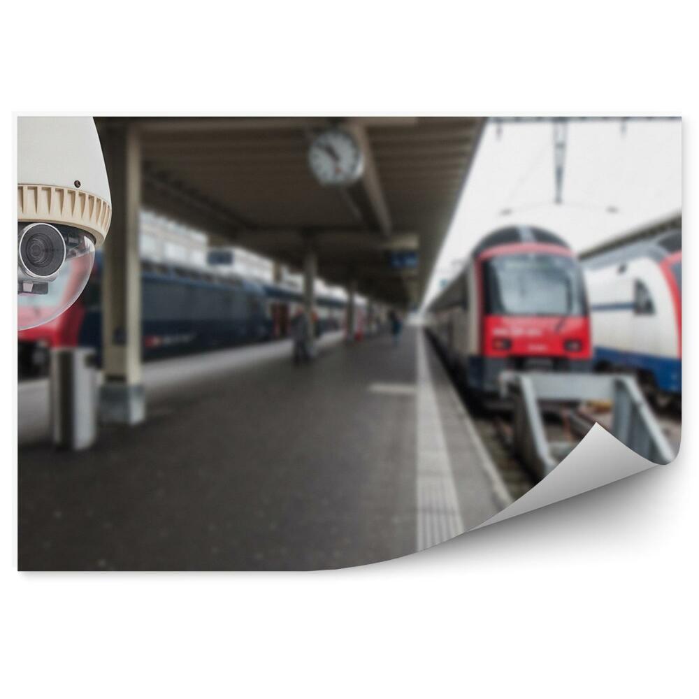 Fotótapéta Kamerás megfigyelés egy vasútállomáson