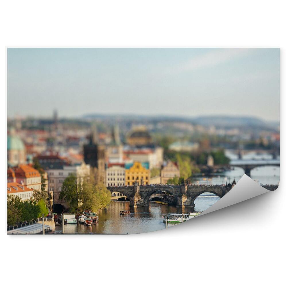 Öntapadós fotótapéta falra Várospanoráma, Moldva híd, Prága, kompok