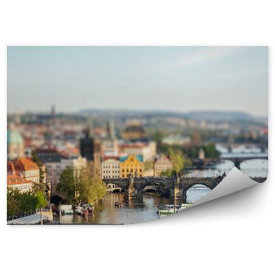 Öntapadós fotótapéta falra Várospanoráma, Moldva híd, Prága, kompok