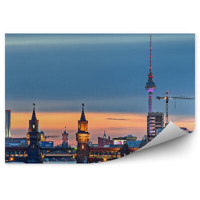 Poszter tapéta Oberbaum Bridge Berlin épületei folyó naplemente