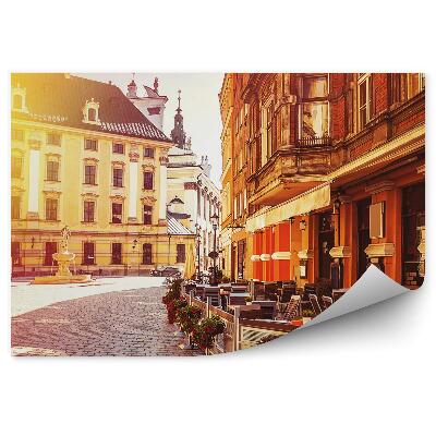 Poszter tapéta Wroclaw piactér épületei szökőkút virágok