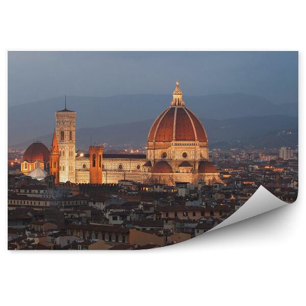 Öntapadó fotótapéta Firenze panoráma épületek hegyek éjszakai fényei
