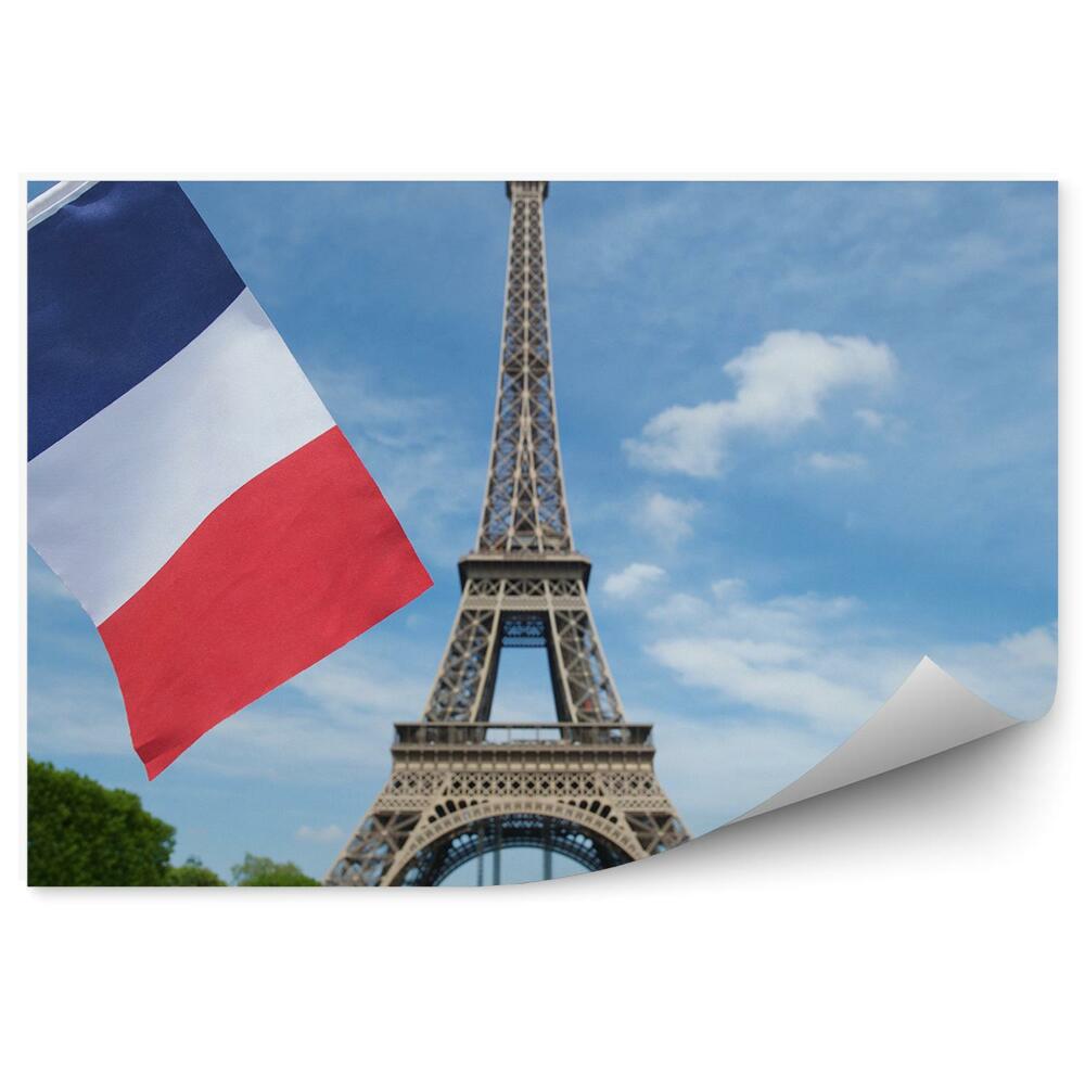 Fotótapéta A francia zászló az Eiffel-torony hátterében