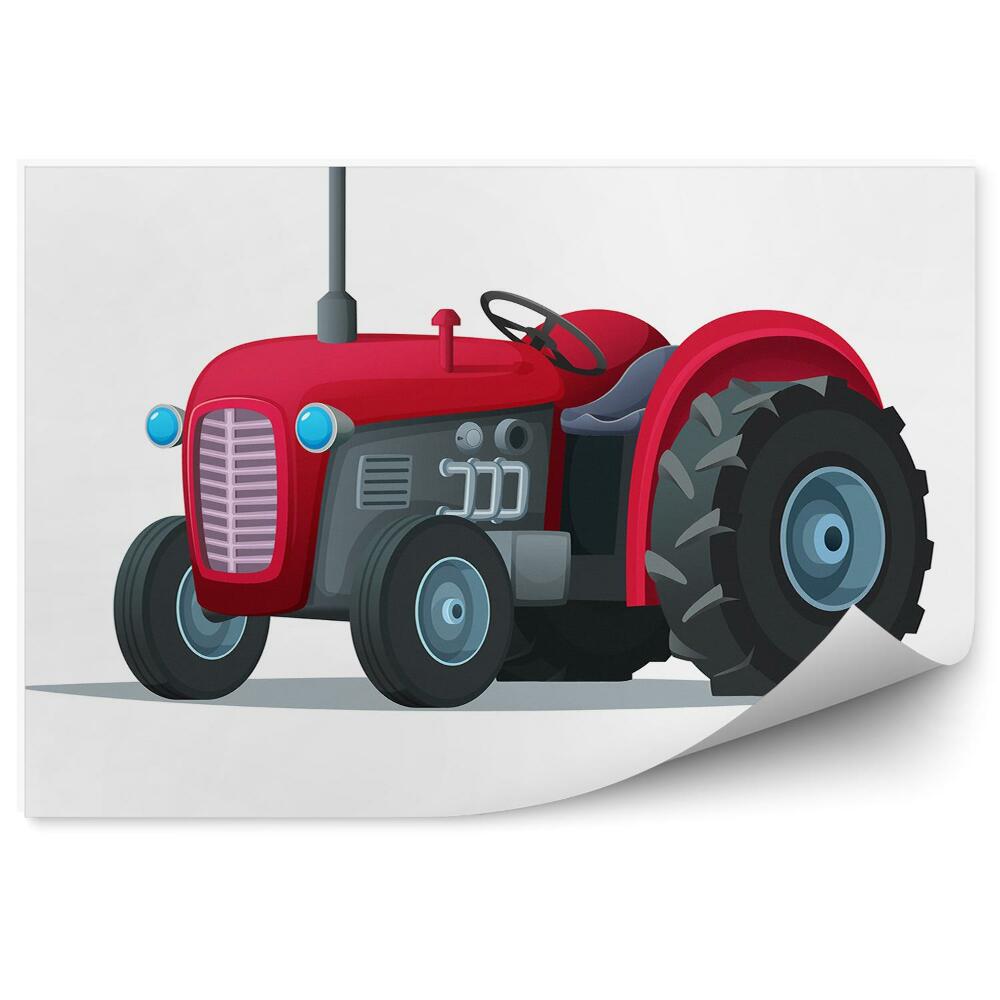 Fotótapéta Piros kis traktor fehér háttér grafika