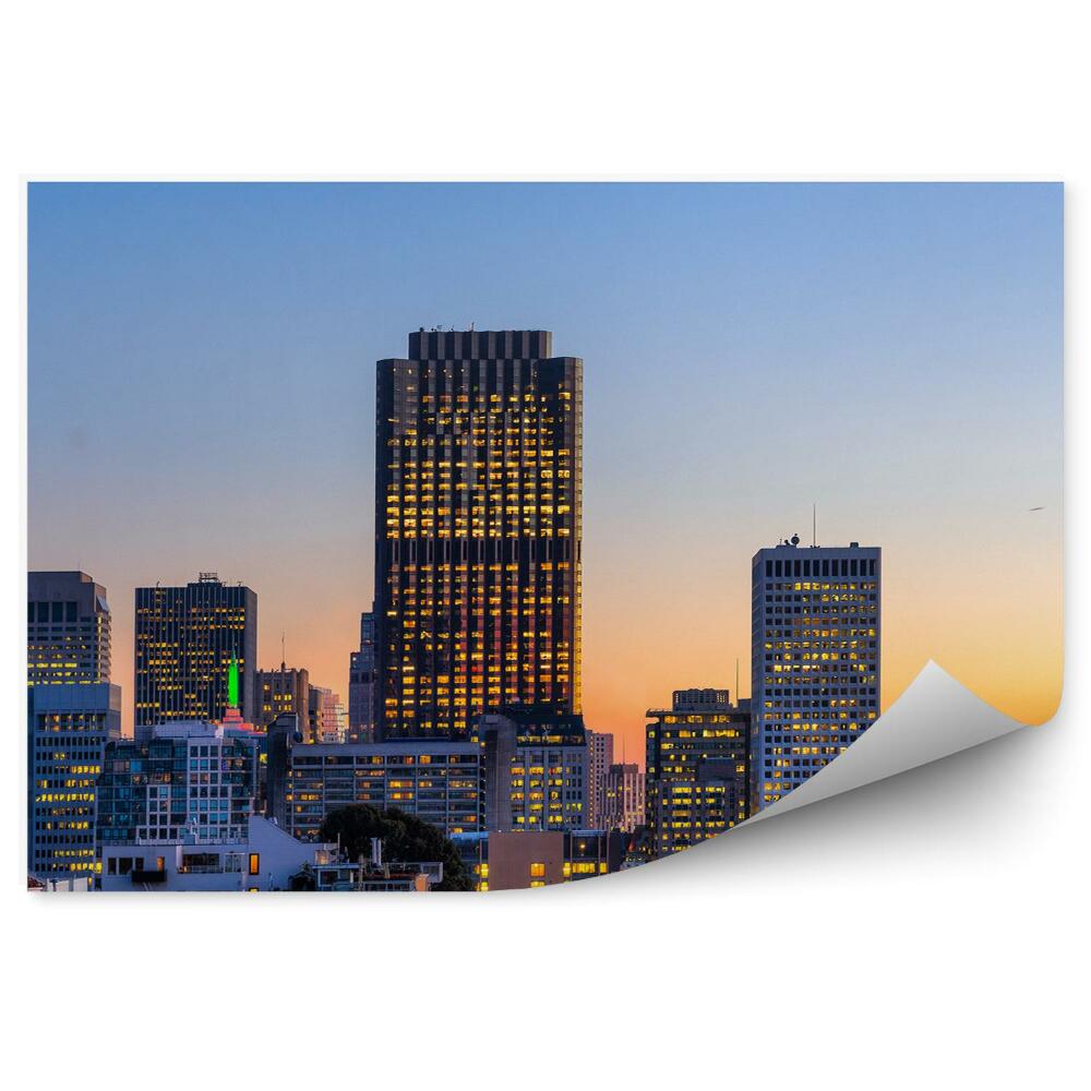 Poszter tapéta épületek felhőkarcolók naplemente San Francisco