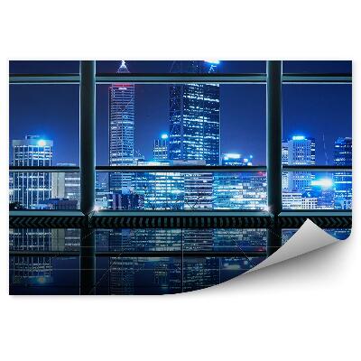 Fotótapéta Felhőkarcolók épületek fényei világítanak kilátás az ablakon kívül