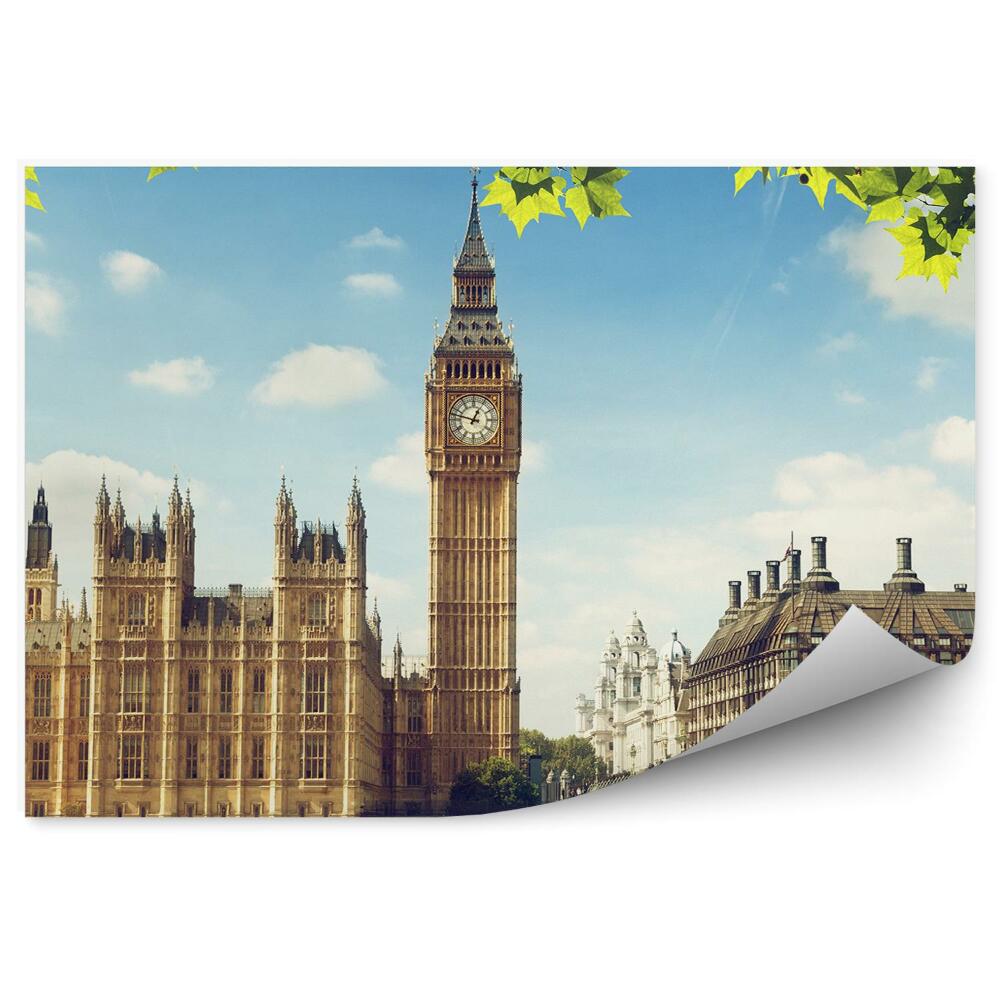 Fotótapéta Westminster Palace Big Ben Bridge Temze London Sky Felhők Ivy