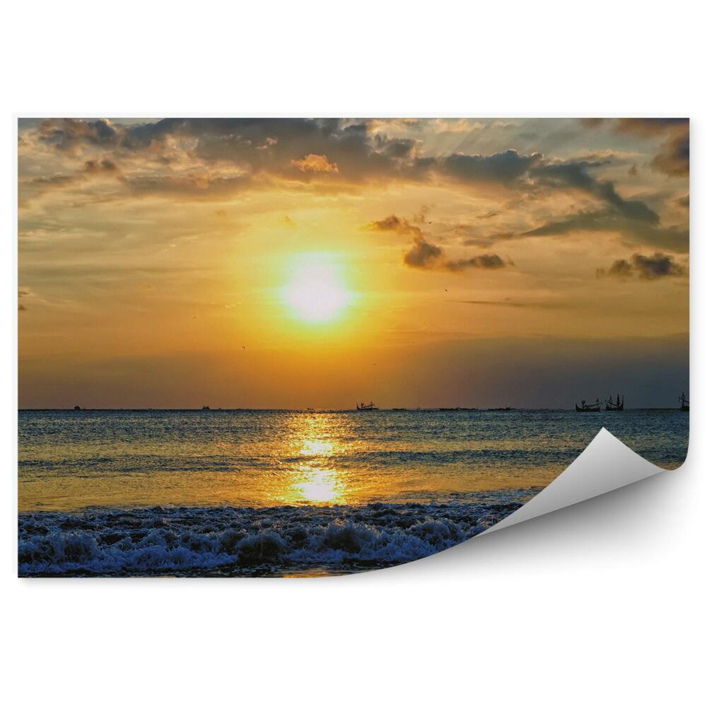 Modern fotótapéta Horizon csónakok naplemente égbolt felhők óceán tenger bali