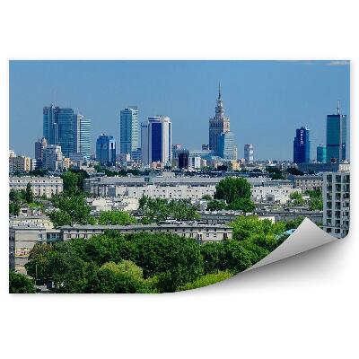 Poszter tapéta Kultúra és Tudomány Palotája, felhőkarcolók, fák, Varsó, ég