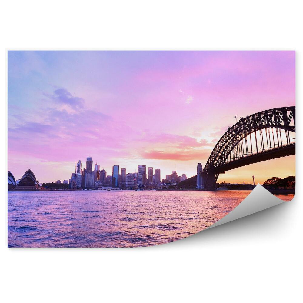Fotótapéta Panoráma Sydney Harbour Opera Felhőkarcolók Óceán égbolt Felhők Naplemente