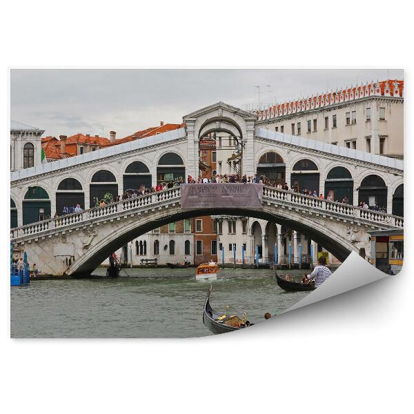 Poszter tapéta Rialto híd Grand Canal épületek gondolák az emberek Velence