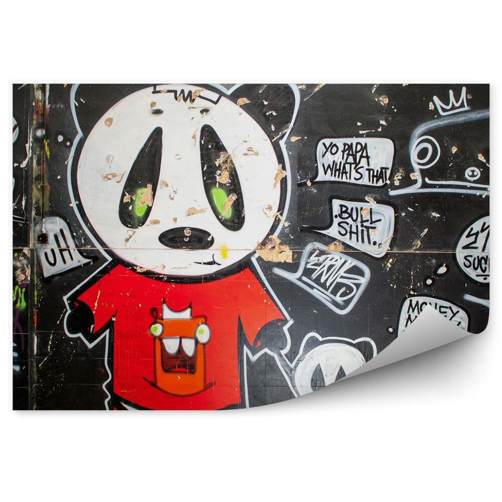 Öntapadós fotótapéta falra Graffiti panda feliratok