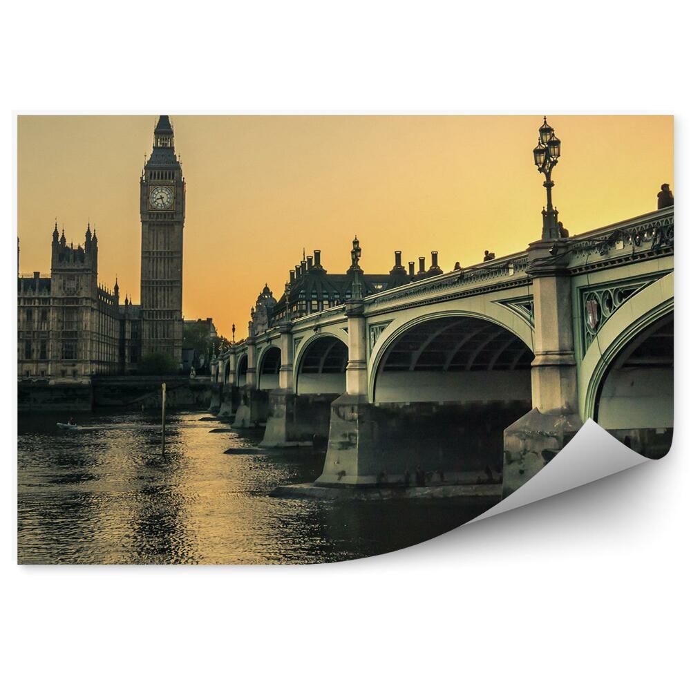 Fotótapéta Westminster Palace Big Ben Bridge Temze London naplemente