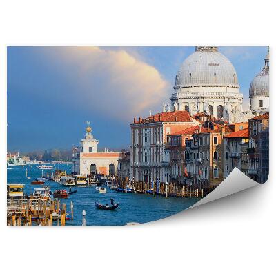 Fotótapéta Olaszország Grand Canal csónakok felhők épületek zászlók