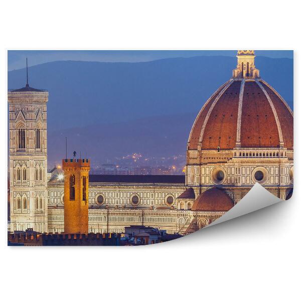 Poszter tapéta katedrális Santa Maria del Fiore épületek Michelangelo tér Firenze éjszaka