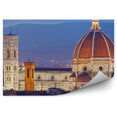 Poszter tapéta katedrális Santa Maria del Fiore épületek Michelangelo tér Firenze éjszaka
