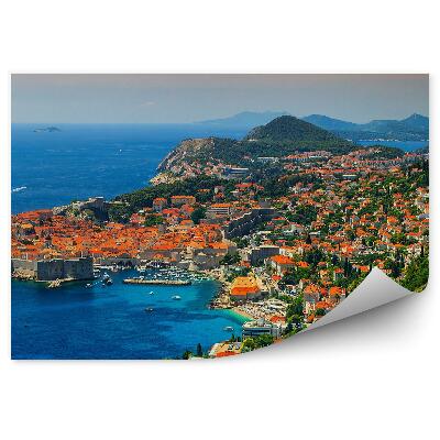 Poszter tapéta Épületek óceán fák közúti jachtok városi panoráma fal