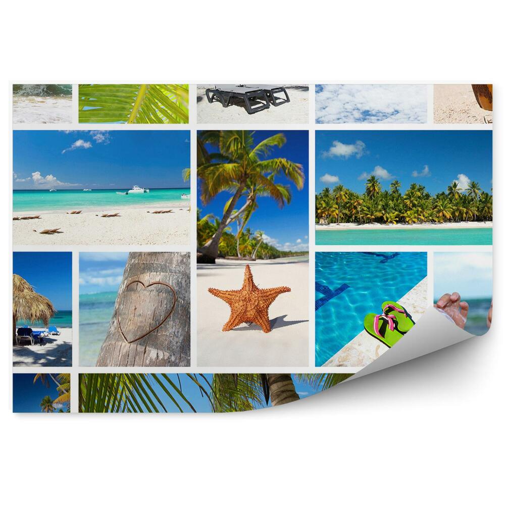 Poszter tapéta kollázs pálmafák strand karibi