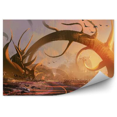 Fotótapéta Fa madarak road rocks kép