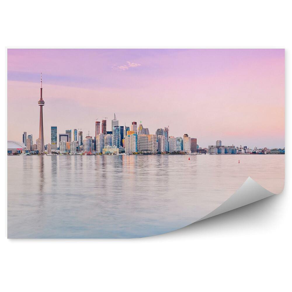 Öntapadós fotótapéta falra panoráma toronto kalifornia tv torony felhőkarcolók óceán ég naplemente