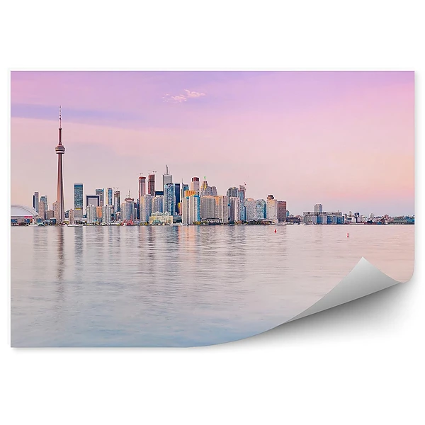 Öntapadós fotótapéta falra panoráma toronto kalifornia tv torony felhőkarcolók óceán ég naplemente