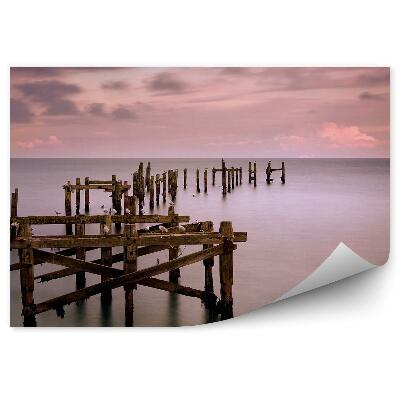 Öntapadó fotótapéta Sérült mólón tengeri naplemente