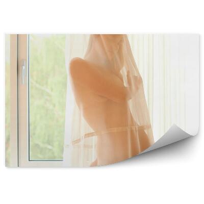 Poszter tapéta Meztelen nő a függöny mögött, szexi test