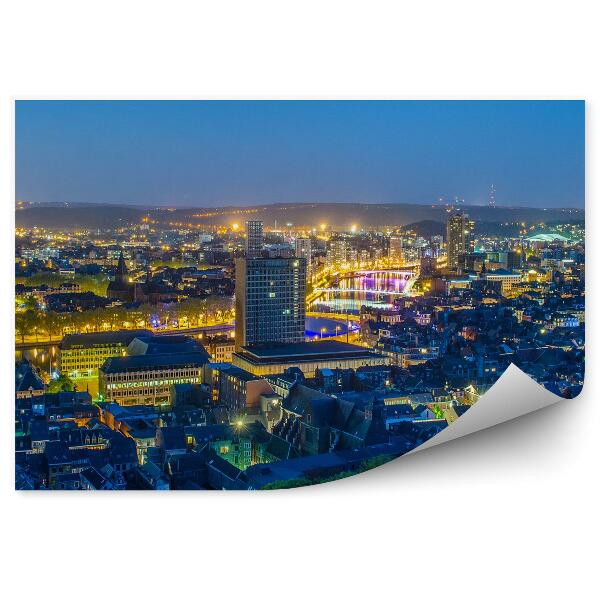 Öntapadó fotótapéta Panoráma éjszakai épületek város fák fények éjszakai belgium