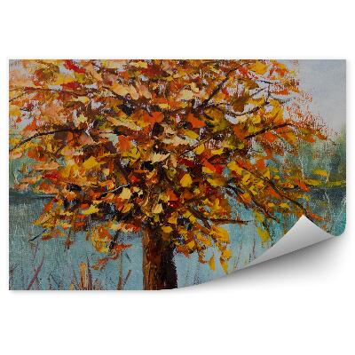 Öntapadós fotótapéta Fa tó színes levelek park festett