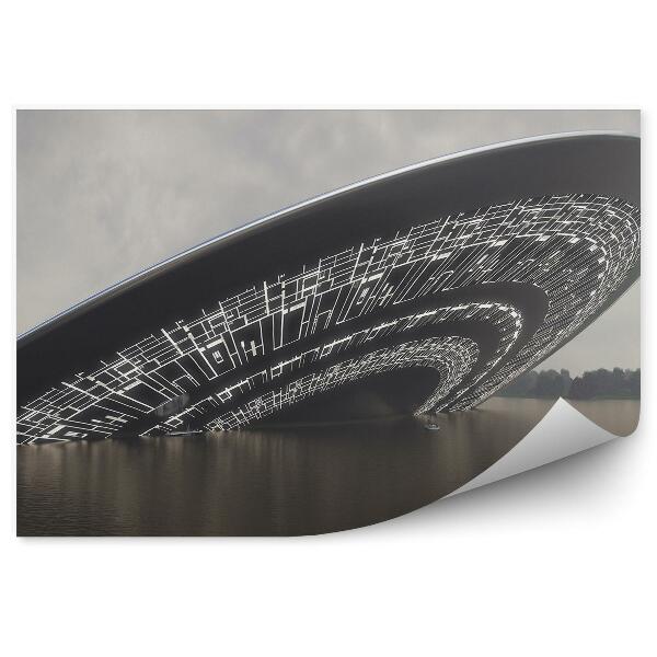 Öntapadó fotótapéta UFO katasztrófa 3D tó fák ég felhők fények