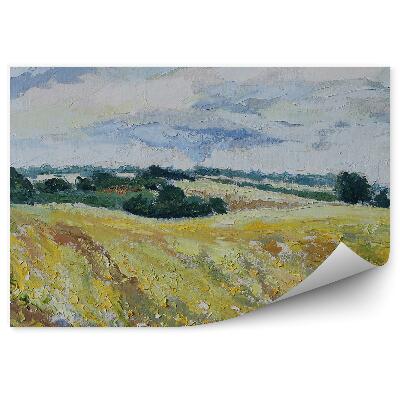 Modern fotótapéta Hegyi táj vidéki felhők fák festék