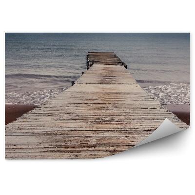 Öntapadó fotótapéta Fából készült mólón strand óceán tengeri égbolt felhők
