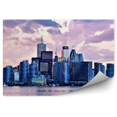 Öntapadós fotótapéta Nézet város épületek rózsaszín fény