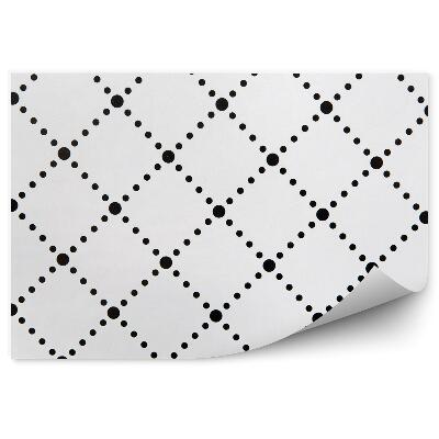 Fotótapéta Fehér háttér fekete pontok rács rombuszok