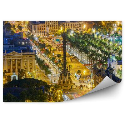 Fotótapéta Barcelona légi felvétel fények fák épületek