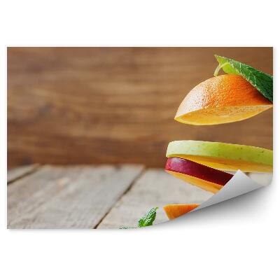 Öntapadós Fotótapéta Repülő gyümölcs szeletek alma körte narancs