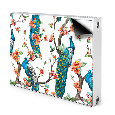 Mágneses radiátor takaró Pávák és virágok