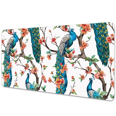 Irodai asztal alátét Trópusi pávák és virágok