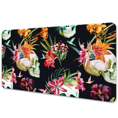 Iróasztal alátét Virágok koponyával