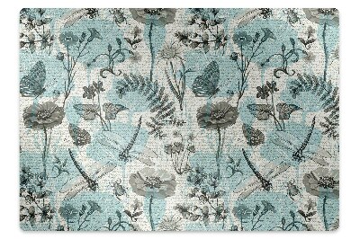 Padlóvédő székalátét Virágok és szitakötők