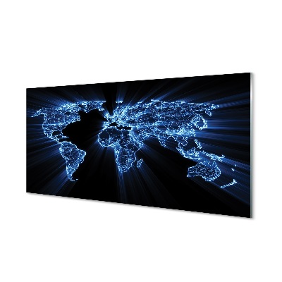 Kék világtérkép pontok Üvegkép