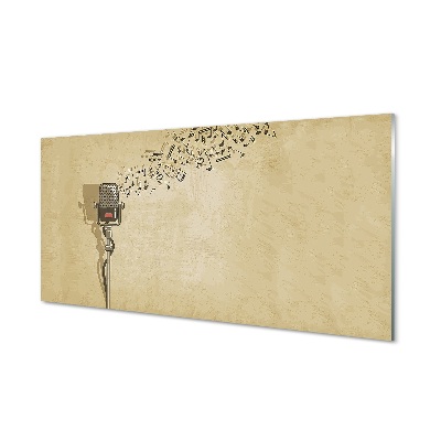 Mikrofon zenei jegyzetek bézs háttér Egyedi üvegkép