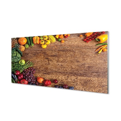 Deszka és színes zöldségek Egyedi üvegkép