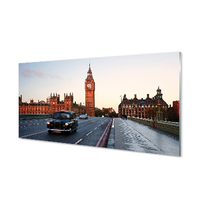 Big Ben utcai autók útja Egyedi üvegkép