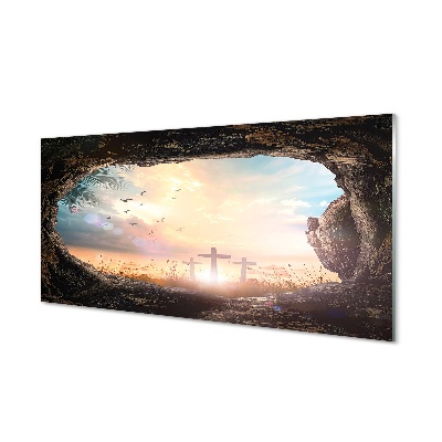 Kilátás a barlangi keresztekre Egyedi üvegkép