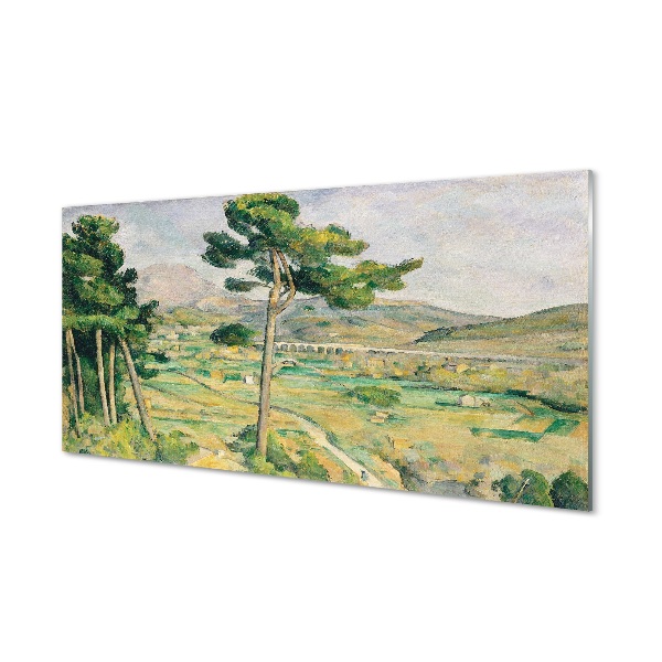 Paul Cézanne - Mount St. Victoria és a viadukt az Arc River völgyében Egyedi üvegkép