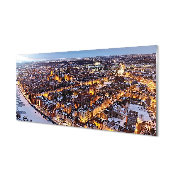 Gdańsk Panoráma a városról télen Üvegfotó