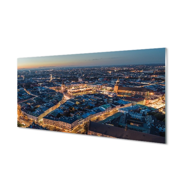 Krakkó város panorámája éjszaka Egyedi üvegkép