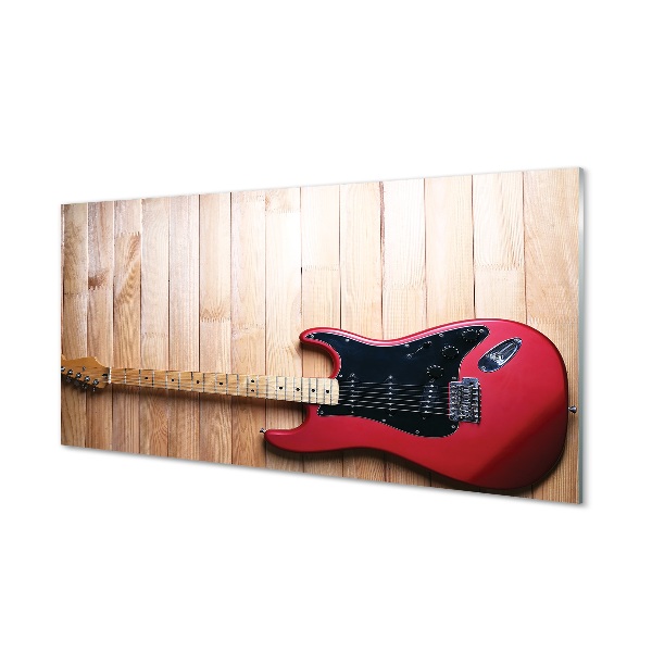 Piros elektromos gitár Üvegfotó