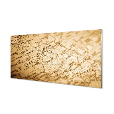 Vintage Lengyelország térkép Üvegkép falra
